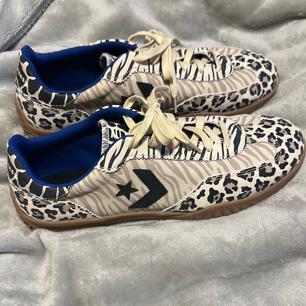 Converse Beige and Black Animal Print Sneakers
